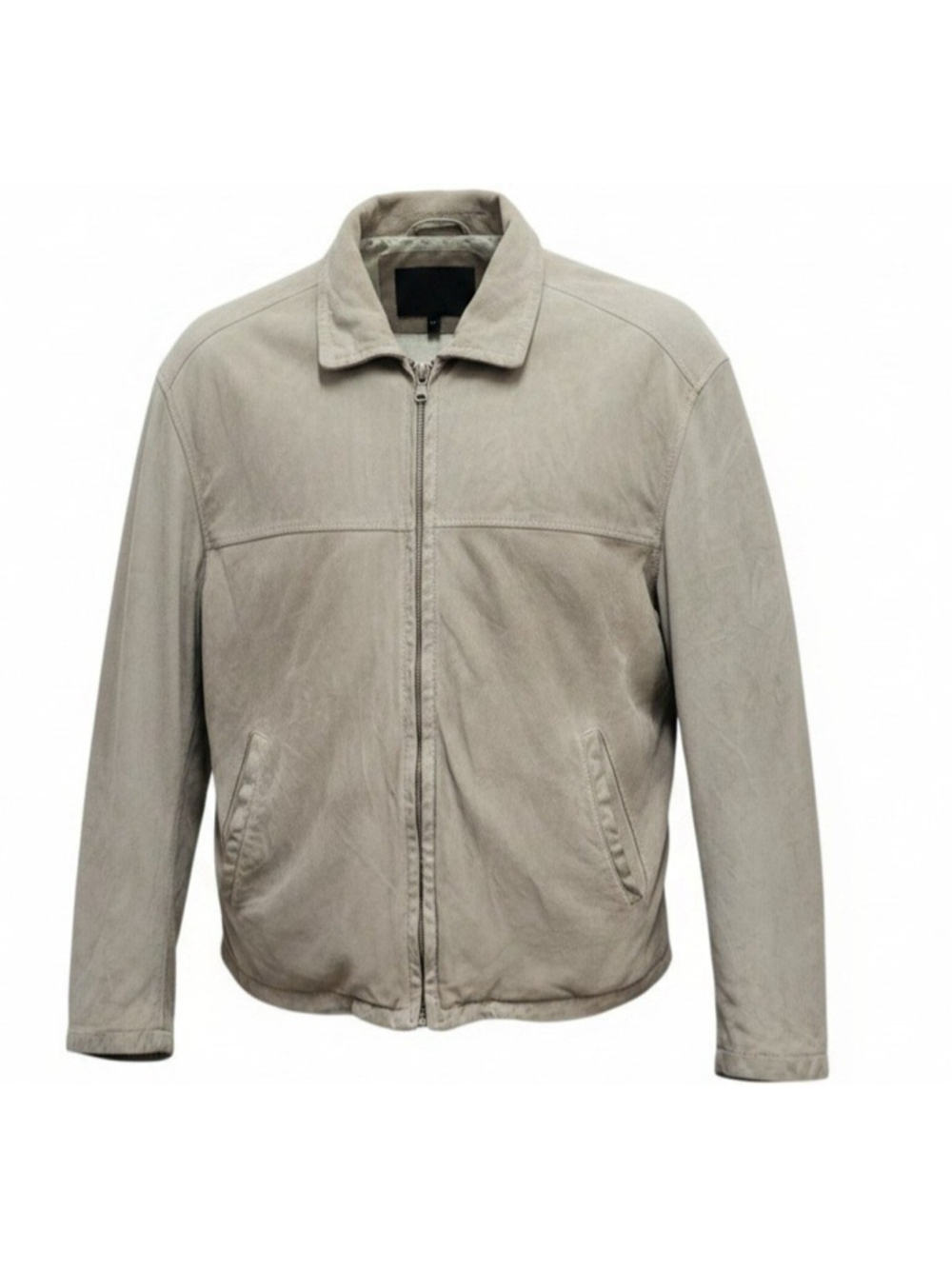 Hugo Boss Men's Collared Full-Zip Bomber Suede Beige Jacket Size Large Pre-owned